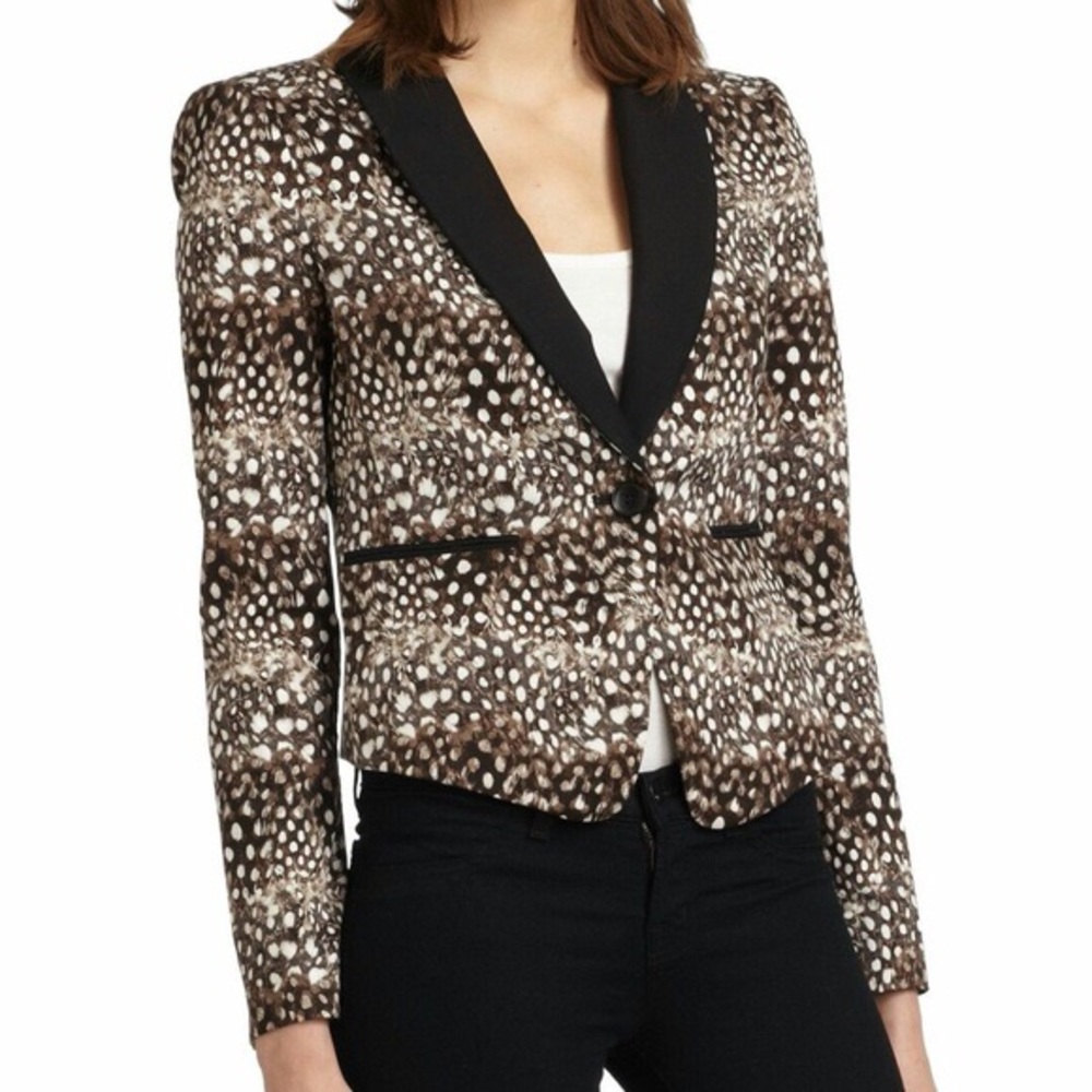 BCBG Bowie Feather Print Blazer